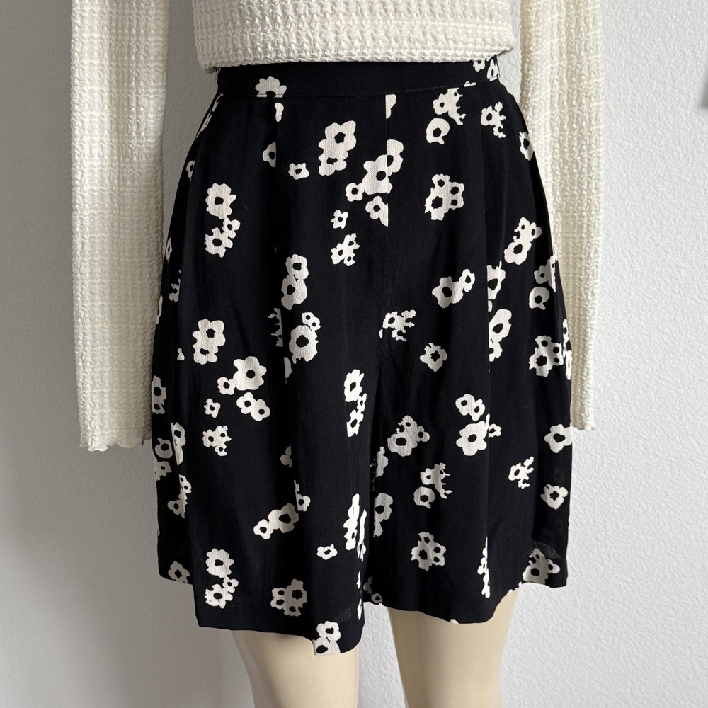 Laundry Shelli Segal Floral A-Line Shorts M Black Whimsigoth 90s Fairycore VTG